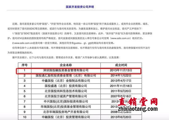 国家开发投资公司声明