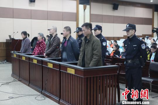 3月16日，五位“传销大咖”犯罪嫌疑人出庭受审。　蔡先行　摄