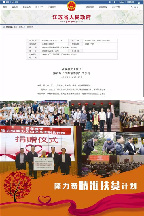 隆力奇荣膺第四届江苏慈善奖