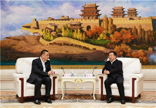 甘肃省长唐仁健在兰州会见康美药业董事长马兴田